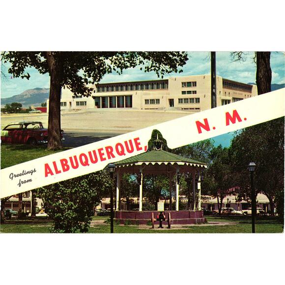 University of New Mexico Albuquerque Postcard Old Town Plaza Bandstand Unposted - Picture 1 of 2